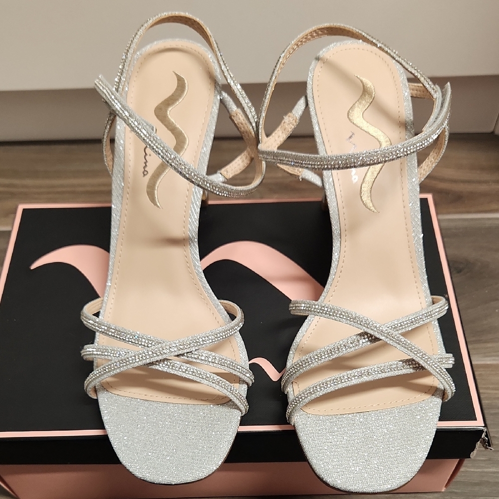 Nina Silver Glitter Strappy Adalyn Sandal